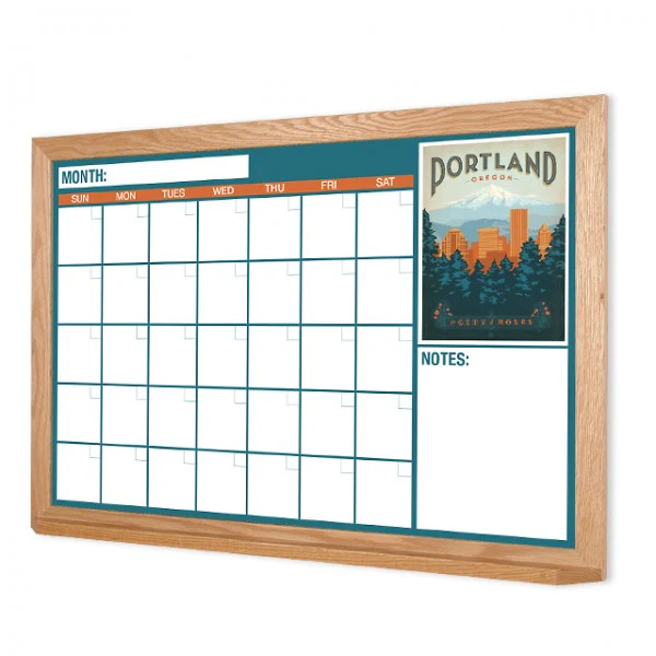 American Cities One Month Calendar | Wood Whiteboard - Image 12
