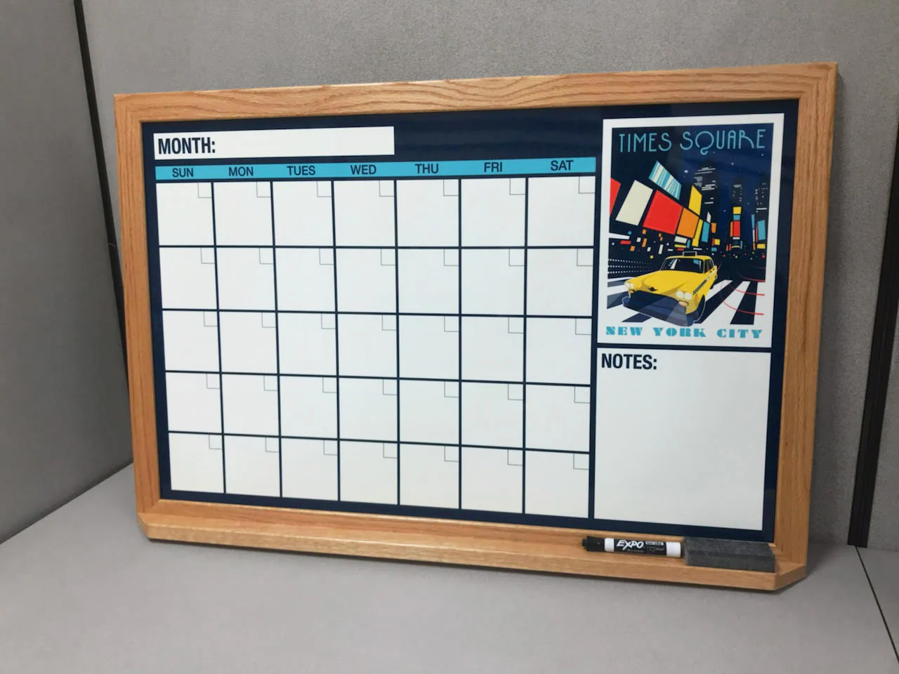 American Cities One Month Calendar | Wood Whiteboard - Image 4