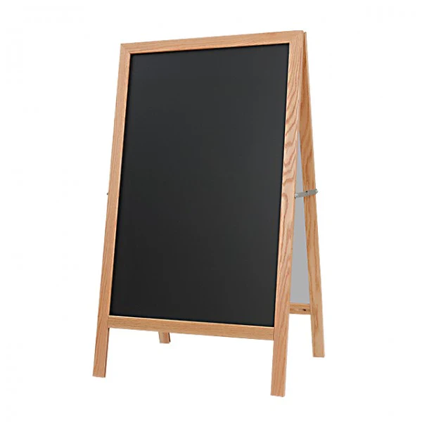 Natural Oak A-Frame | Black Ceramic Steel Chalkboard - Image 3